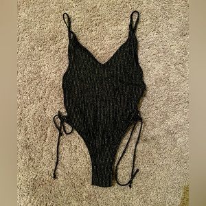 One piece swimsuit black and gold